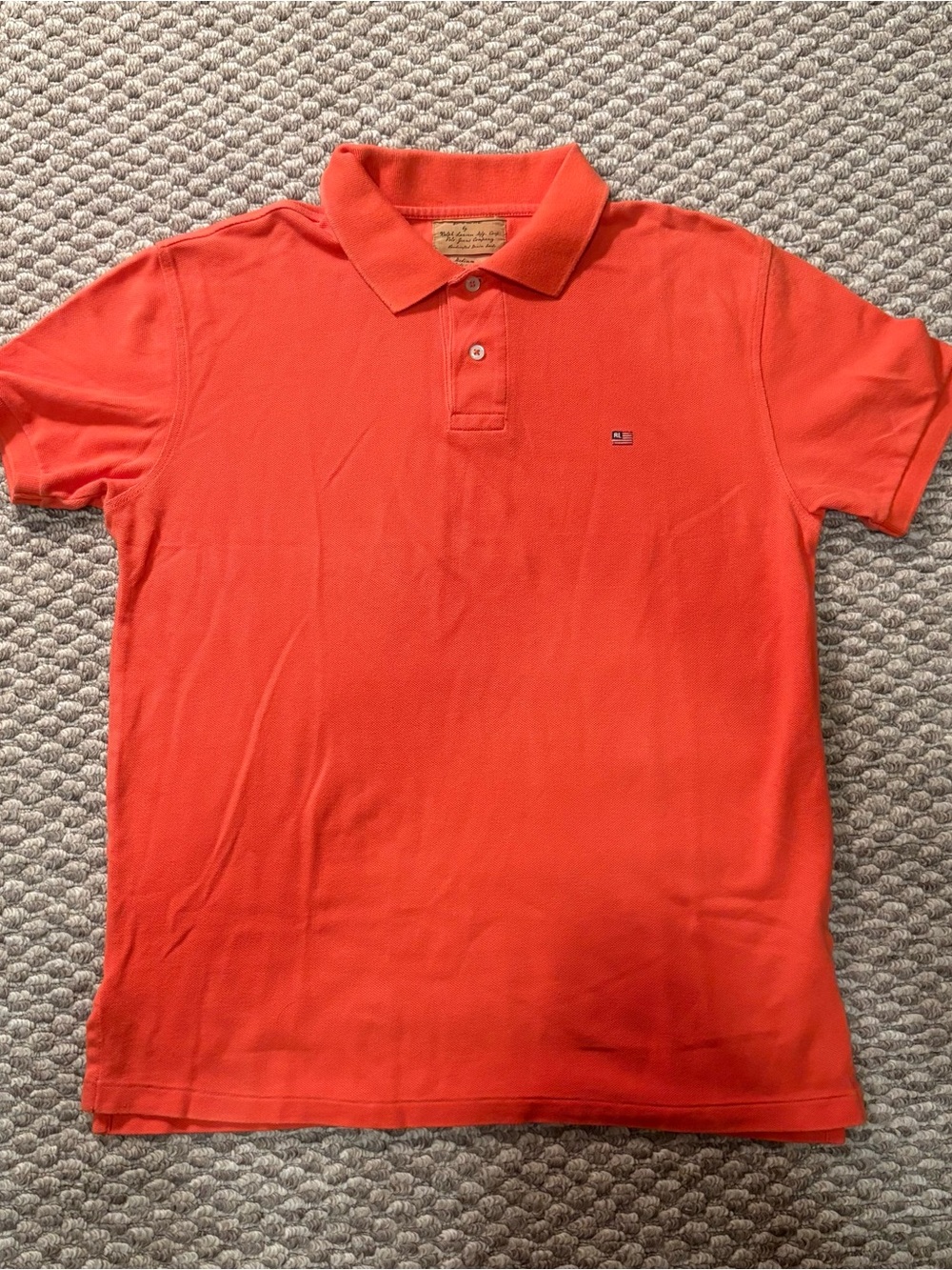 Vintage 90’s Polo Ralph Lauren Polo Shirt Men's Size Medium Orange Flag Logo